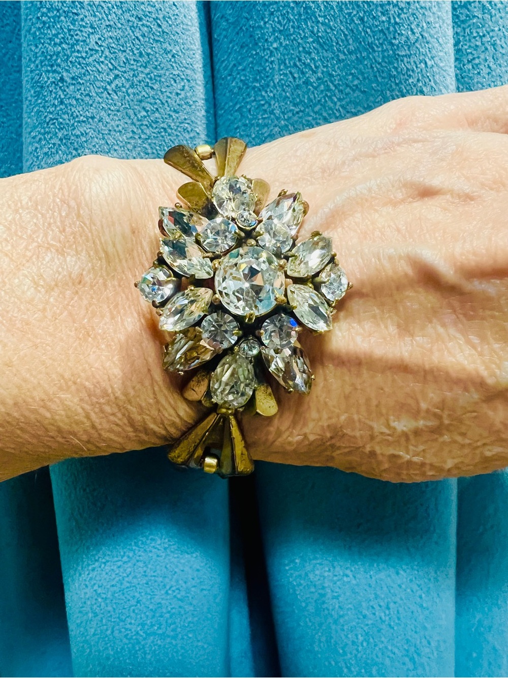 J. Crew Gold-Tone Crystal Floral Cluster Bracelet - Picture 4 of 8